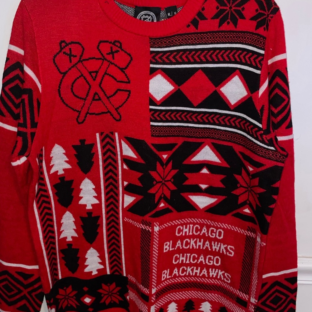 Blackhawks Christmas sweater - Picture 2 of 6